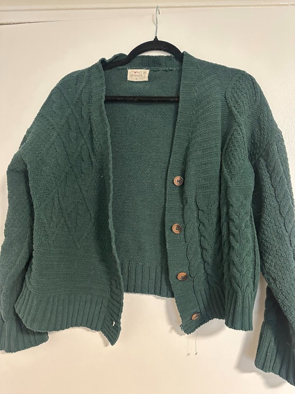 Poof Apparel Forest/Dark Green Cropped Cardigan Sweater